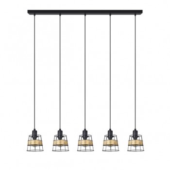 Distribuidor - Lâmpadas Diversas | Lâmpadas Modernas | REGLETA BURANO 5XE14 FORJA/RATAN REGX94X12 CM  Ref: 190695009